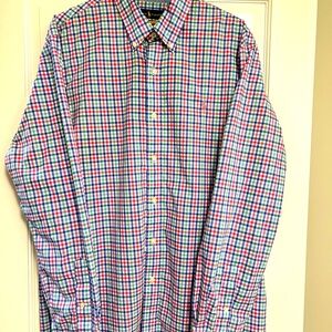 Ralph Lauren Men’s Plaid Pink Green Blue Long Sleeve Button Down XL